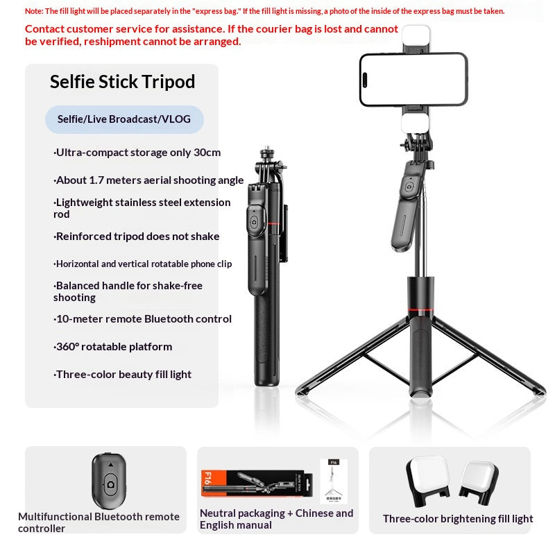 Stabilized extensible Selfie Stick avec Bluetooth Remote pour les photos et le streaming en direct