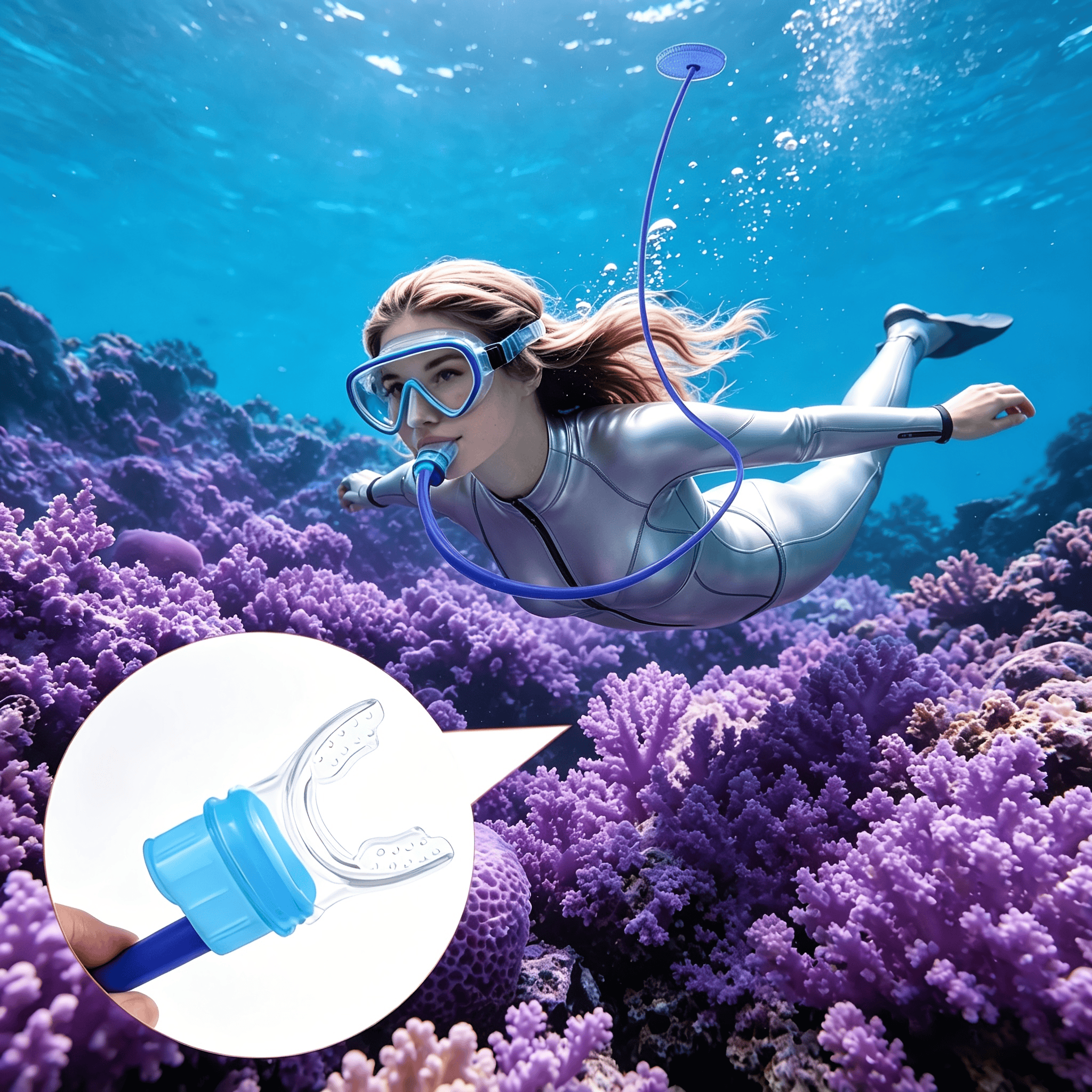Snorkel de plongée à sec Snorkel résistant aux fuites Silicone sous l'eau Valve respiratoire pour