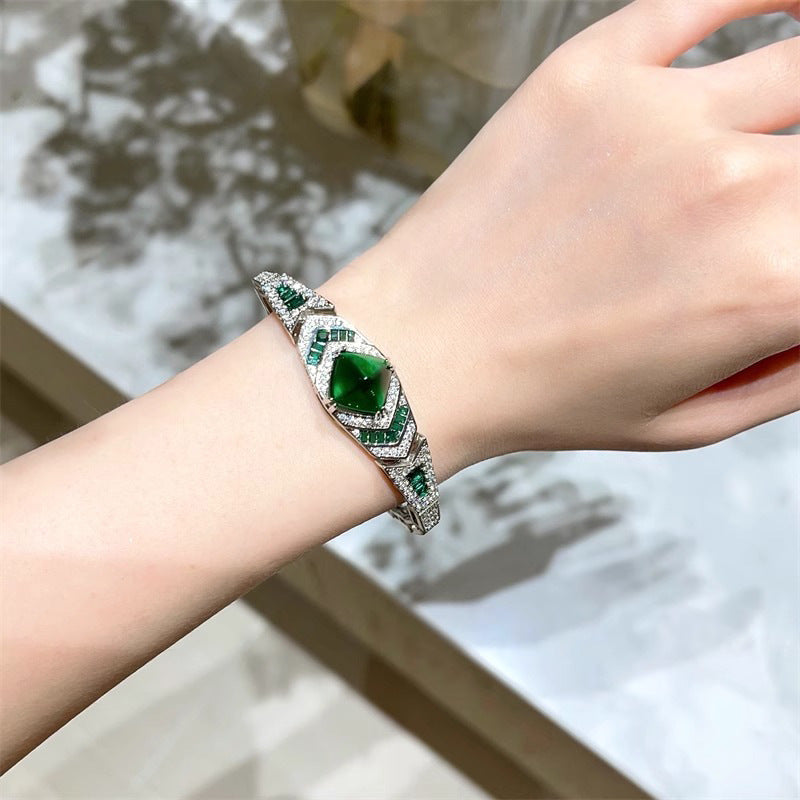 Bracelet Retro Zircon Emerald pour femmes