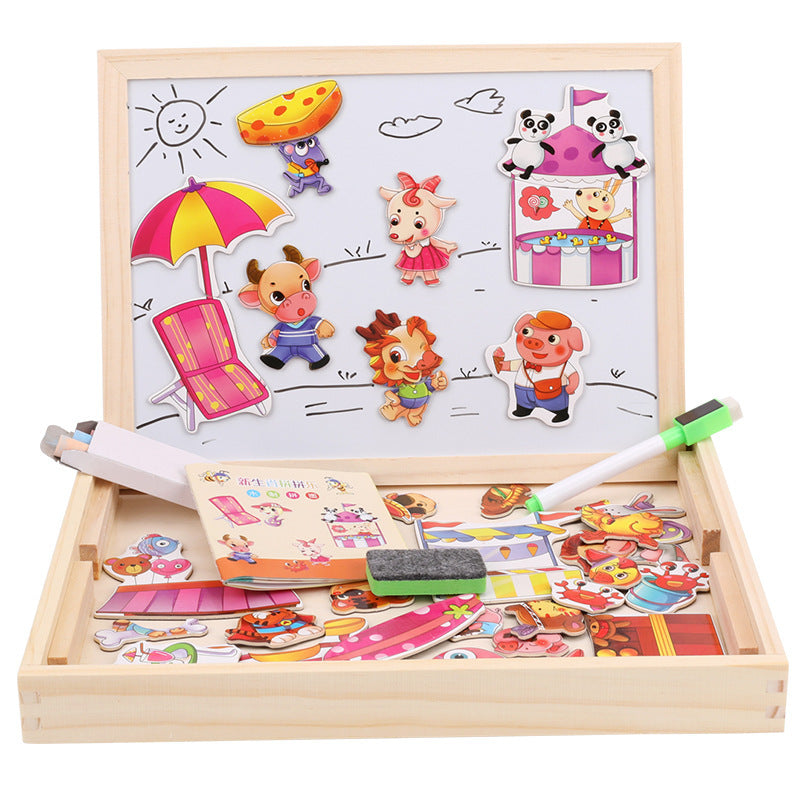 Farm Mania Animal Joypin Planche à dessin double face Puzzle magnétique tridimensionnel