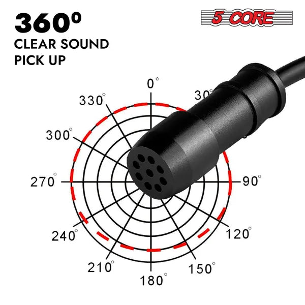 5 Core Professional omnidirectionnel Lavalier Microphone 3,5mm Clip-On Lapel Mic pour Smartp