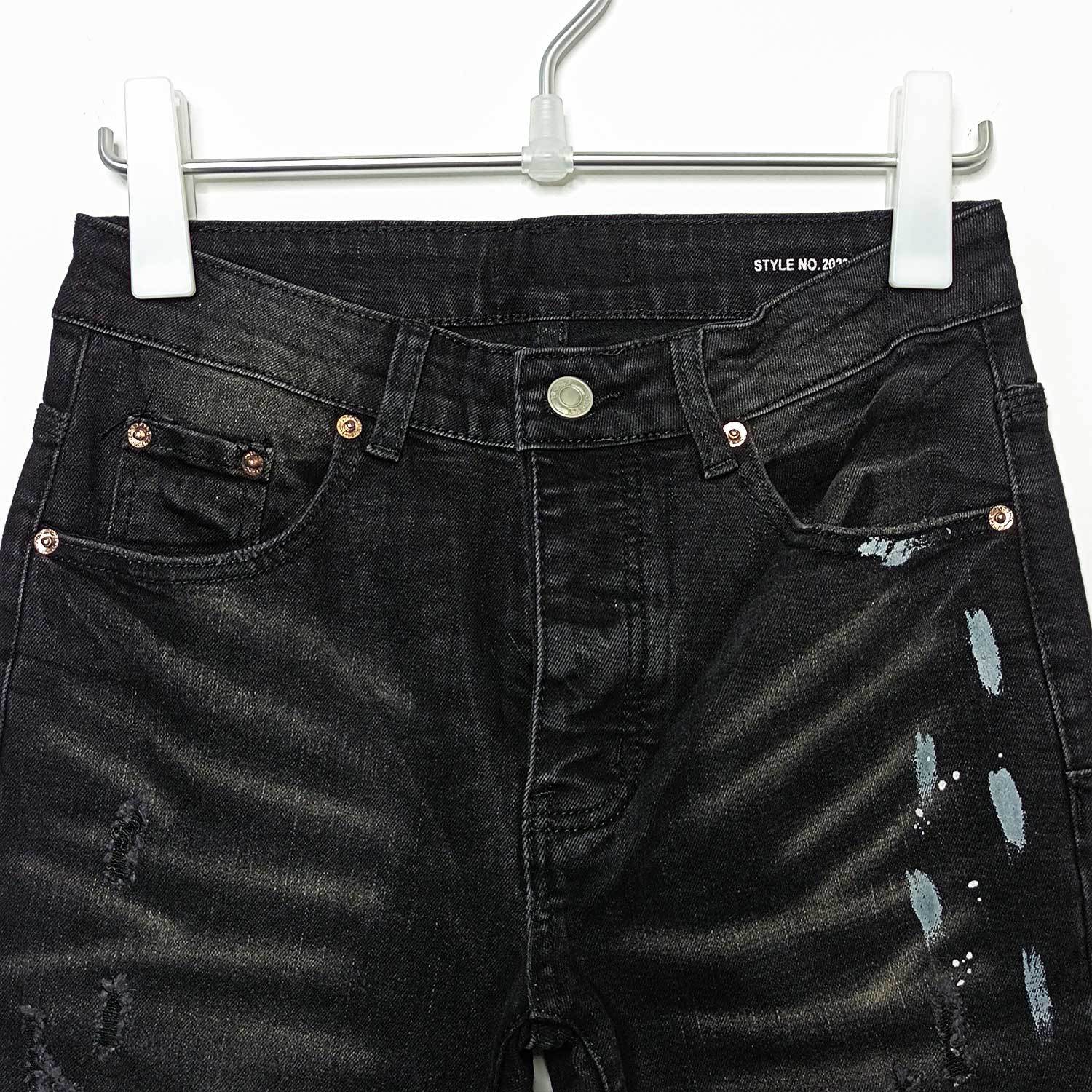 American High Street Ripped Stretch Paint Splash Straight Jeans Hommes