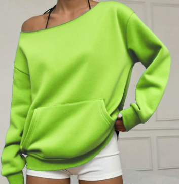 Pull-over à la mode Col d'équipage hors-cou Sweatshirt pour femmes