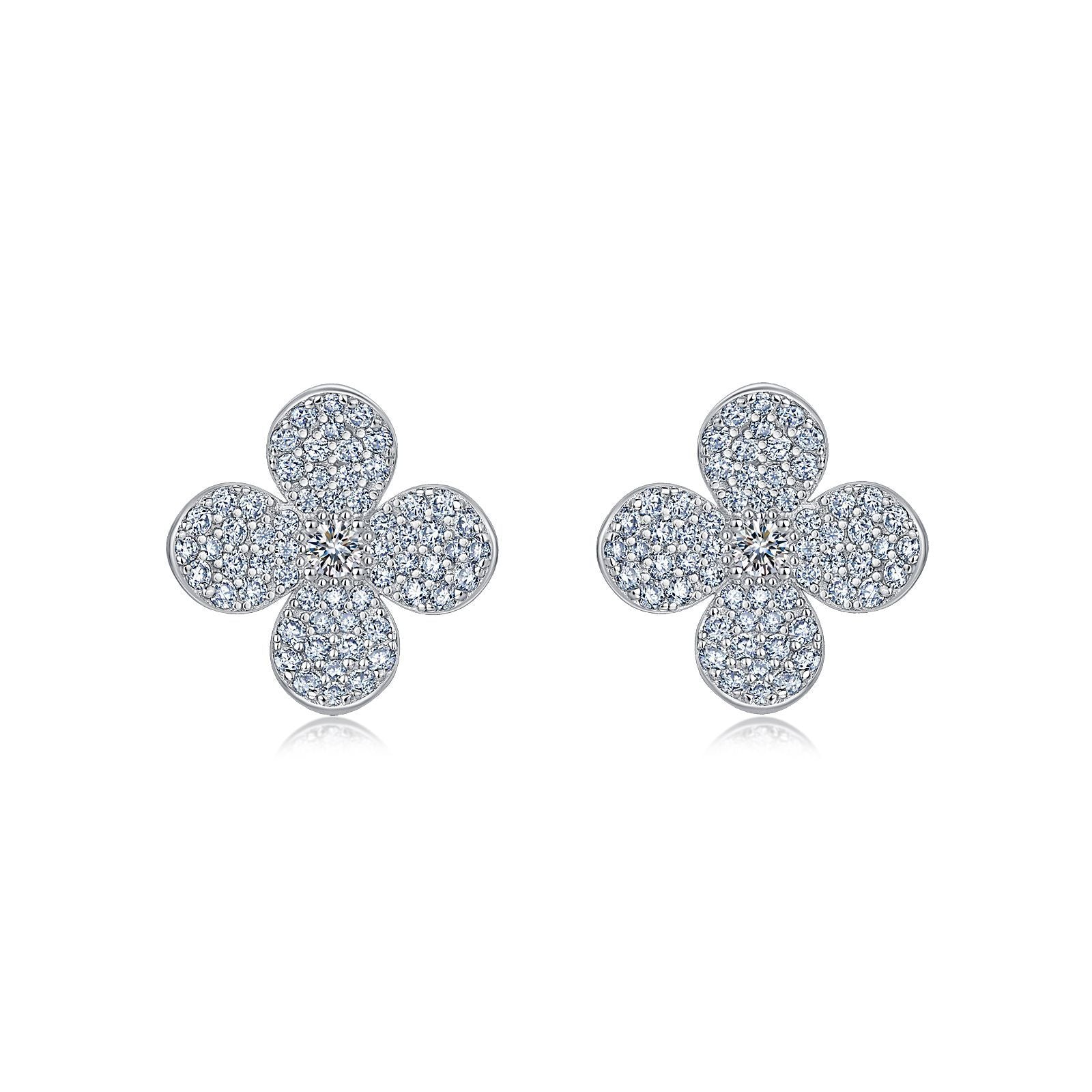 S925 Boucles d'oreilles Sterling Silver Pave Clover