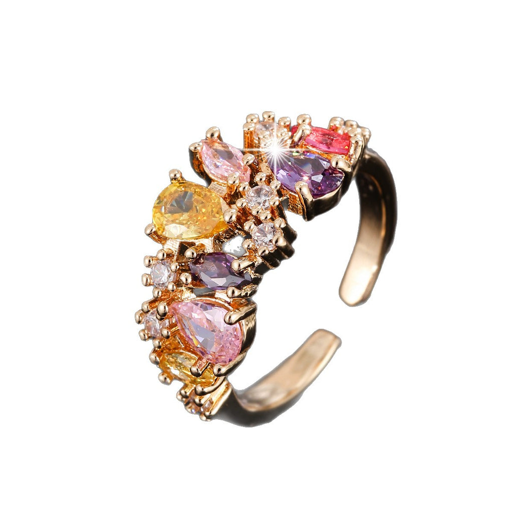 Vente Cross Border Colorful Fleur Ajustable Anneau ouvert