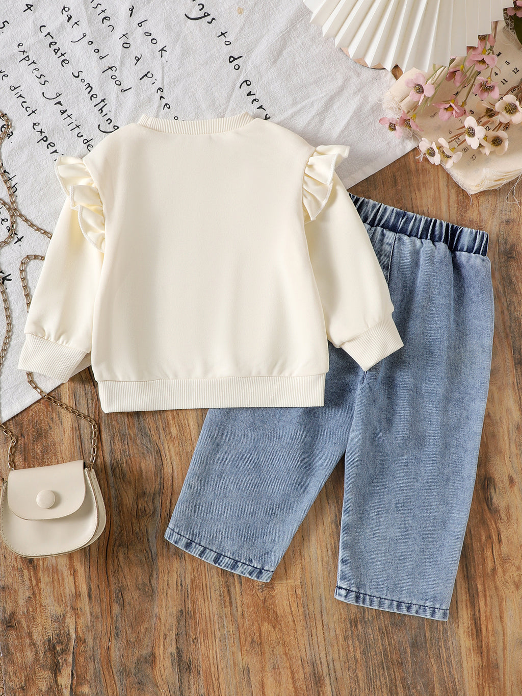 Manches longues Bow-print Hoodie Denim Jeans