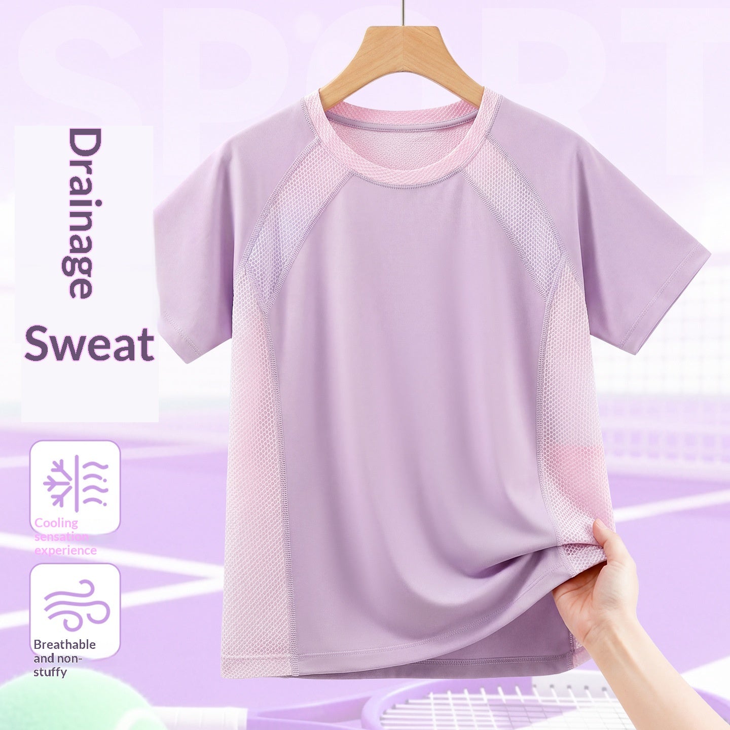 Vêtements de sport respirants à demi manches pour les enfants plus âgés