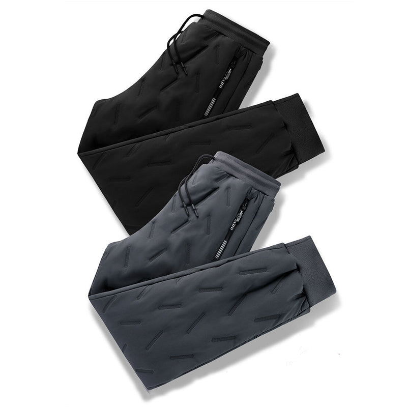 Pantalon pour hommes Velours d'hiver épaississant doux pantalons en polaire avec poche zippée Vent de grande taille