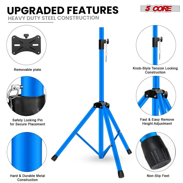 5 Basic Adjustable Speaker Tripod Stands – 40 to 72 Inches Height
