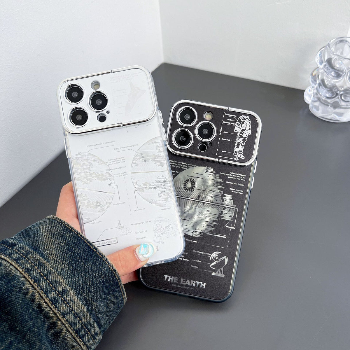 Planète métallique de boîtier de téléphone à supports plissés