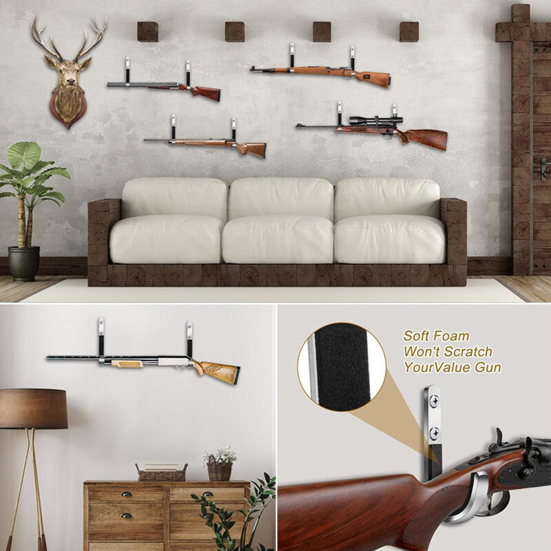 2PCS Gun Rifle Shotgun Pistol rembourré Crochets de montage muraux Rangement des cintres