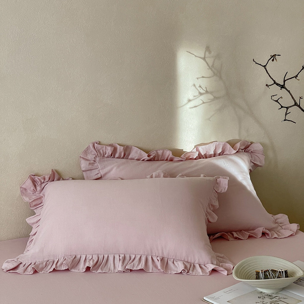 Pure coton à bords de volant Double couche Gauze Oreiller simple