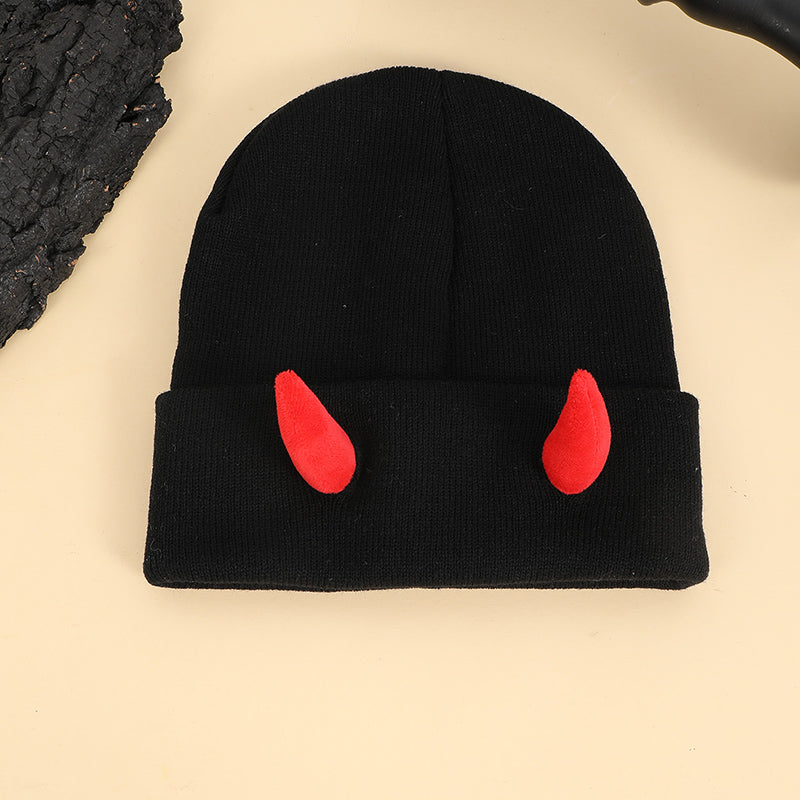European and American Hip-hop Little Devil Beanie with Horn Shape