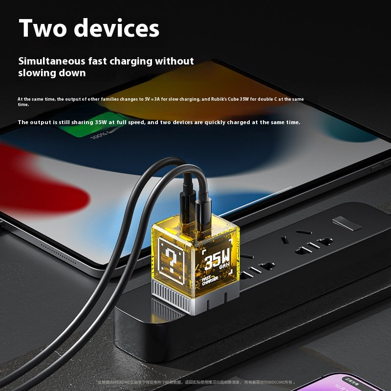 WK Double C Gallium Nitride Charge Plug Transparent Cube