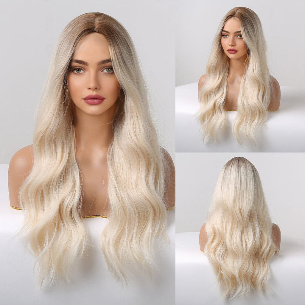 Perruque synthétique Blonde bouclée Perruque longue Coiffure