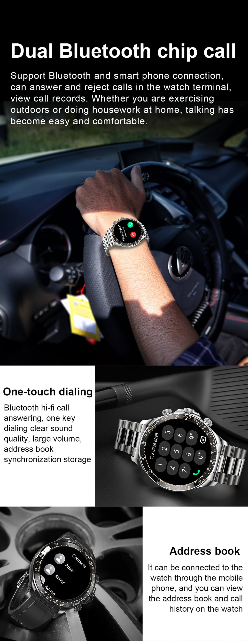 Écran rond Smart Watch EX108 Bluetooth Appel