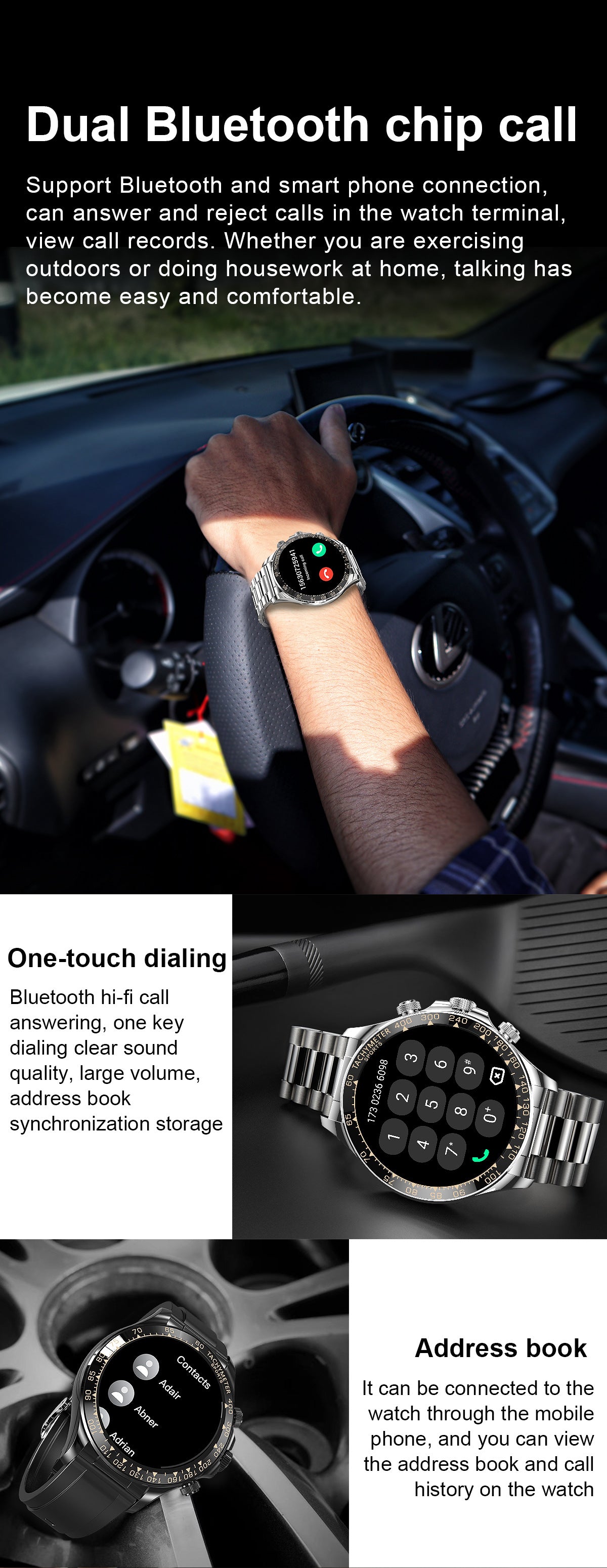 Écran rond Smart Watch EX108 Bluetooth Appel