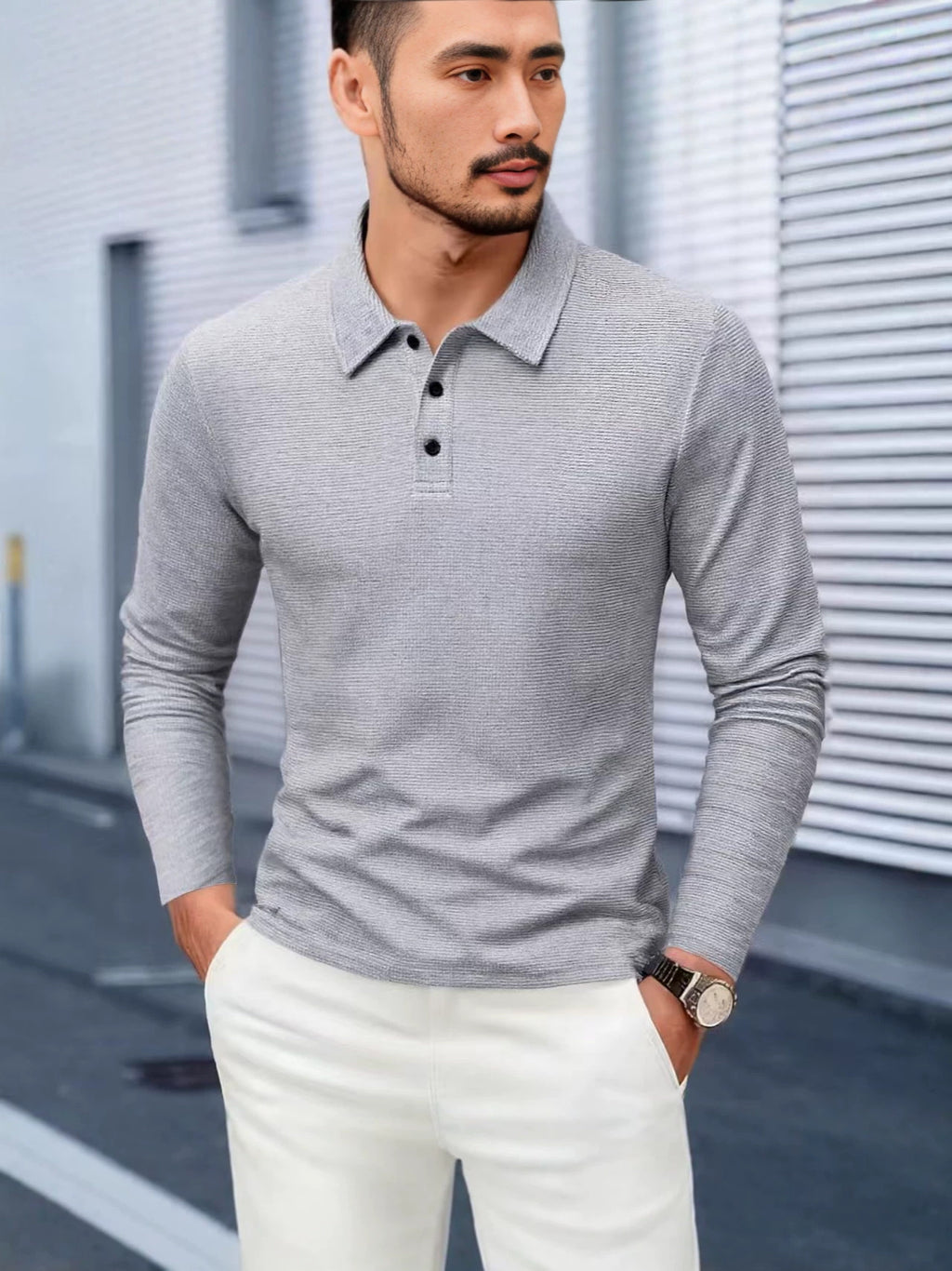 Chemise Polo casual homme à manches longues