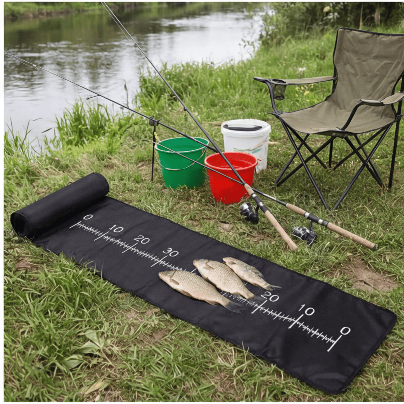 Station de pêche pratique qui double comme un détenteur de filet d'atterrissage et Mat