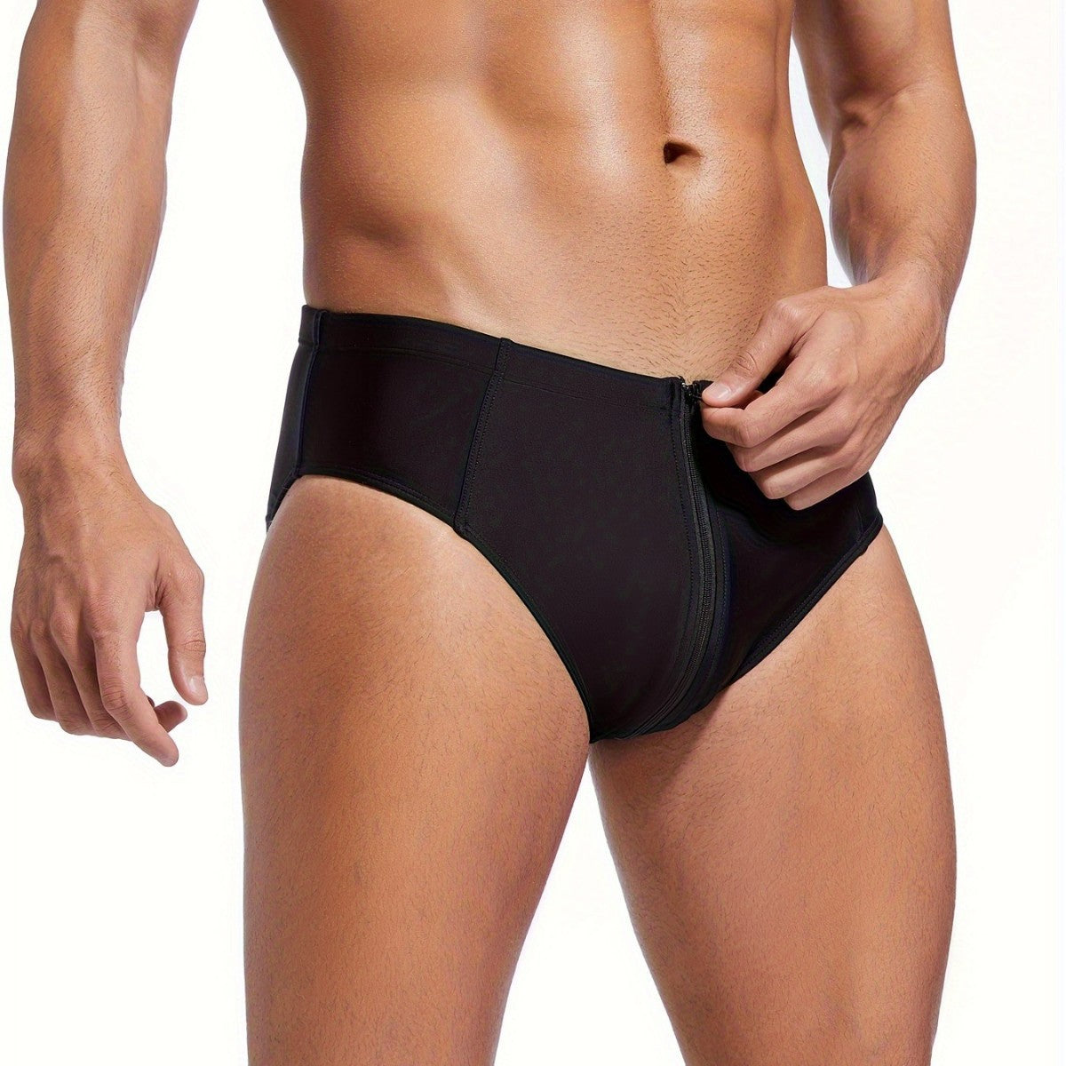 Hommes Low-rise Solid-color Trunks de bain brève