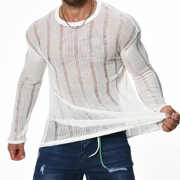 Manches longues Sweater enroulé pour hommes