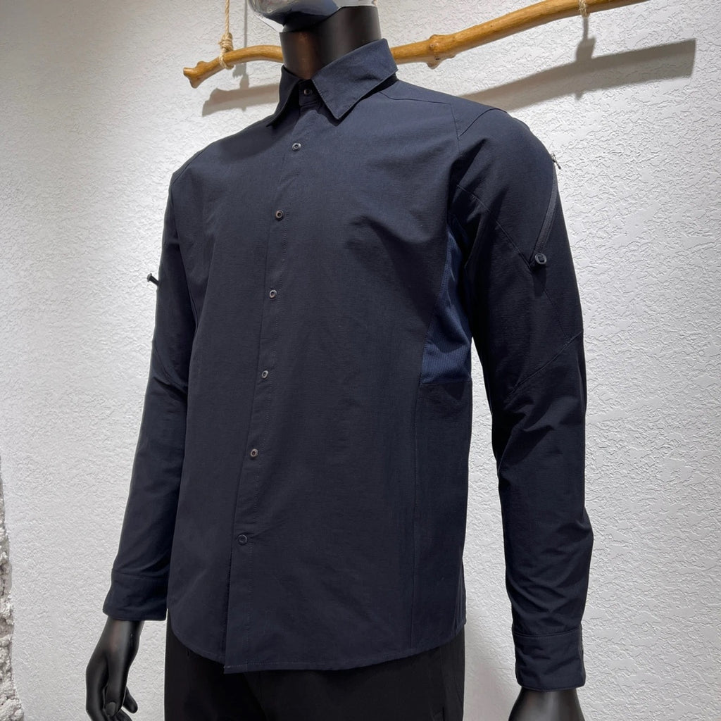 Hommes Technical Outdoor Quick Dry Long Sleeve Shirt sous-arm ventilé Mesh Zipper Sleeve P