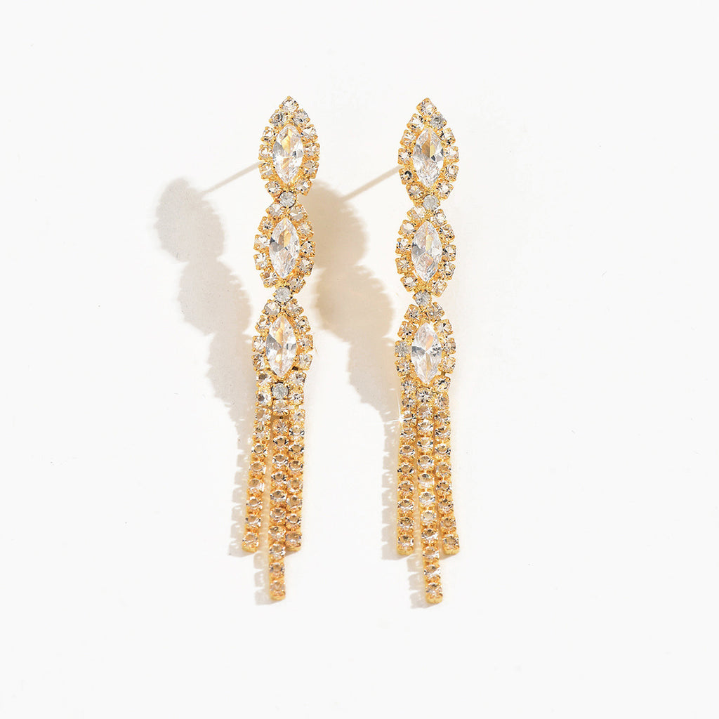 Boucles d'oreilles longues à la marquise CZ pour les femmes