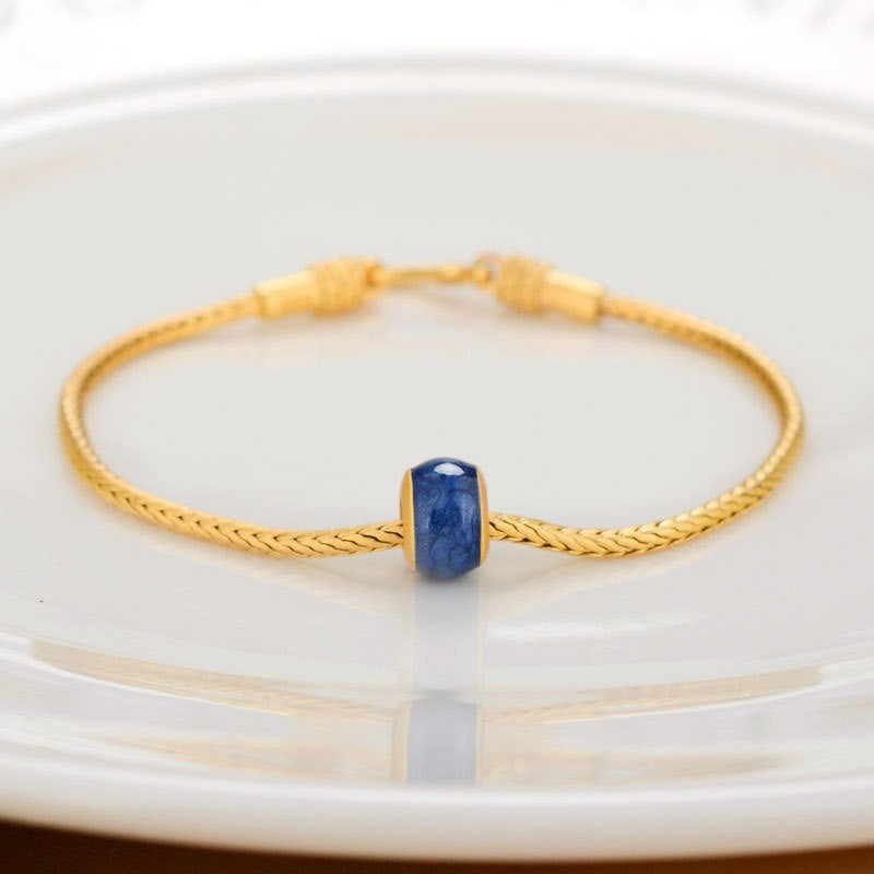 Or alluvial Couleur Or antique Cuivre pur Bénédiction Carte Perles Lucky Bracelet