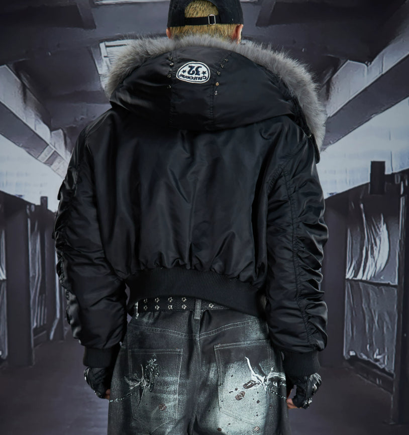 Veste en coton rembourrée brodée en polaire