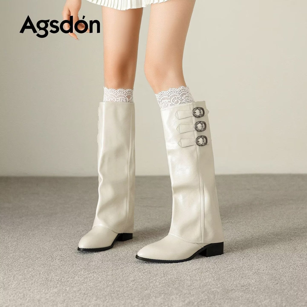 Arrivée Bottes d'équitation polyvalentes ruchées Bottes d'automne Fren d'hiver pointues d'orteil