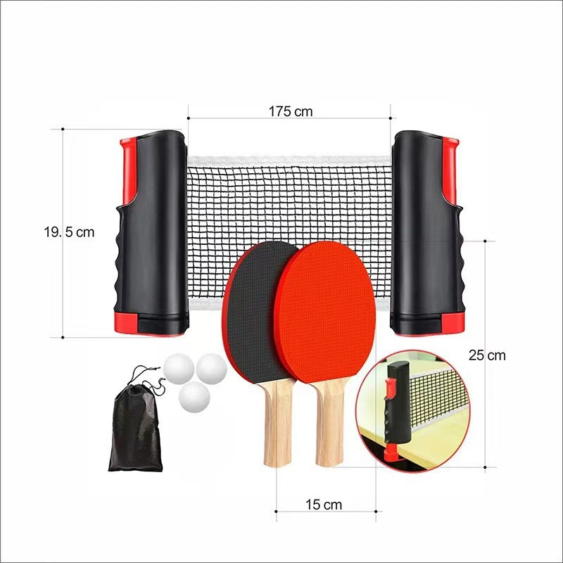 Kit de tennis de table Ball filet rétractable avec 2 paddles avec 3 boules