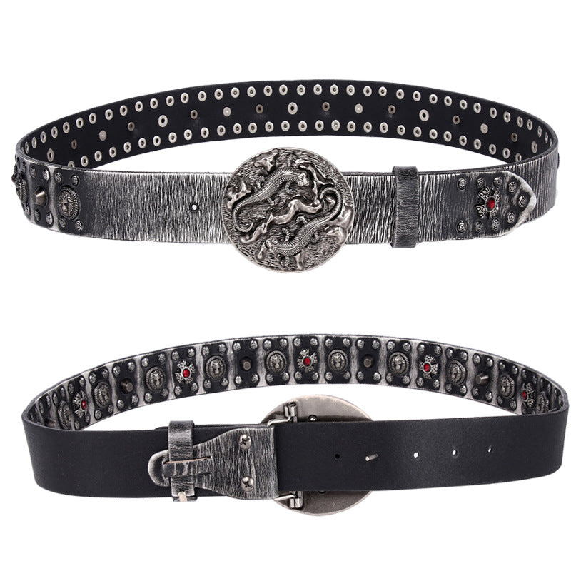 Personnalité Punk Rivet Ceinture en Cuir Homme Performance
