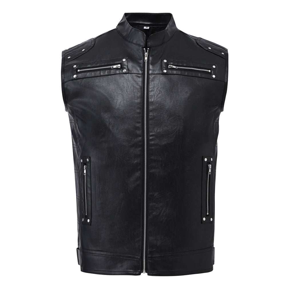 Veste zippée en cuir de support de moto