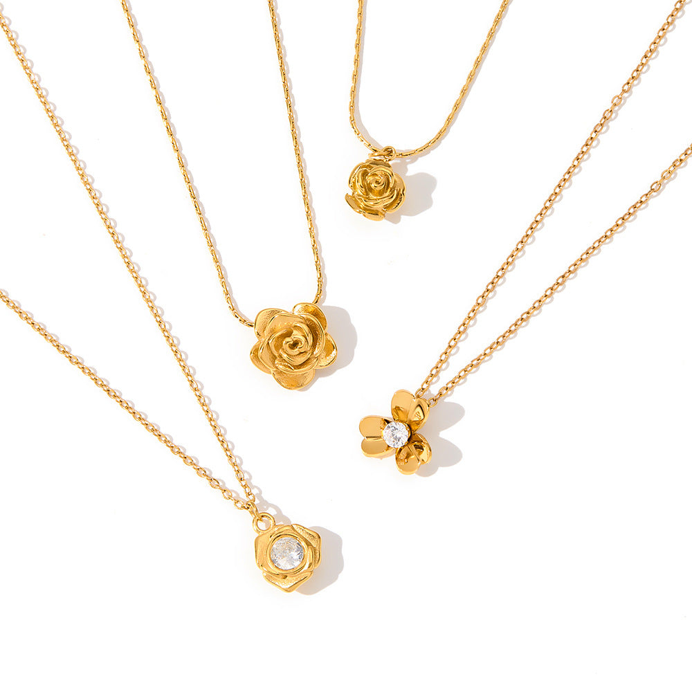 Best-selling stainless steel flower necklace