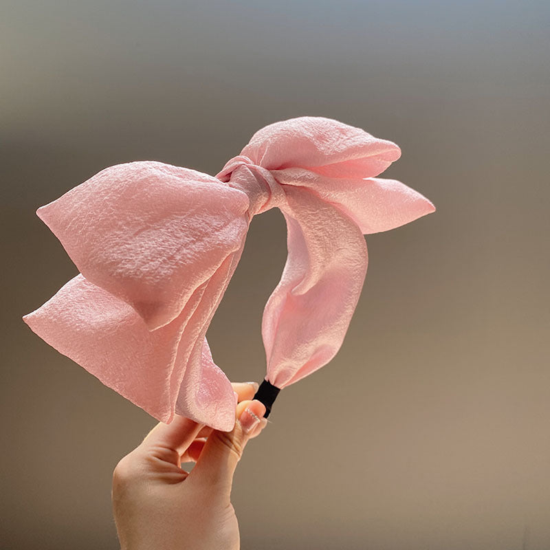 Seersucker Outsize Bow Headband High Sense large bord Accessoires capillaires