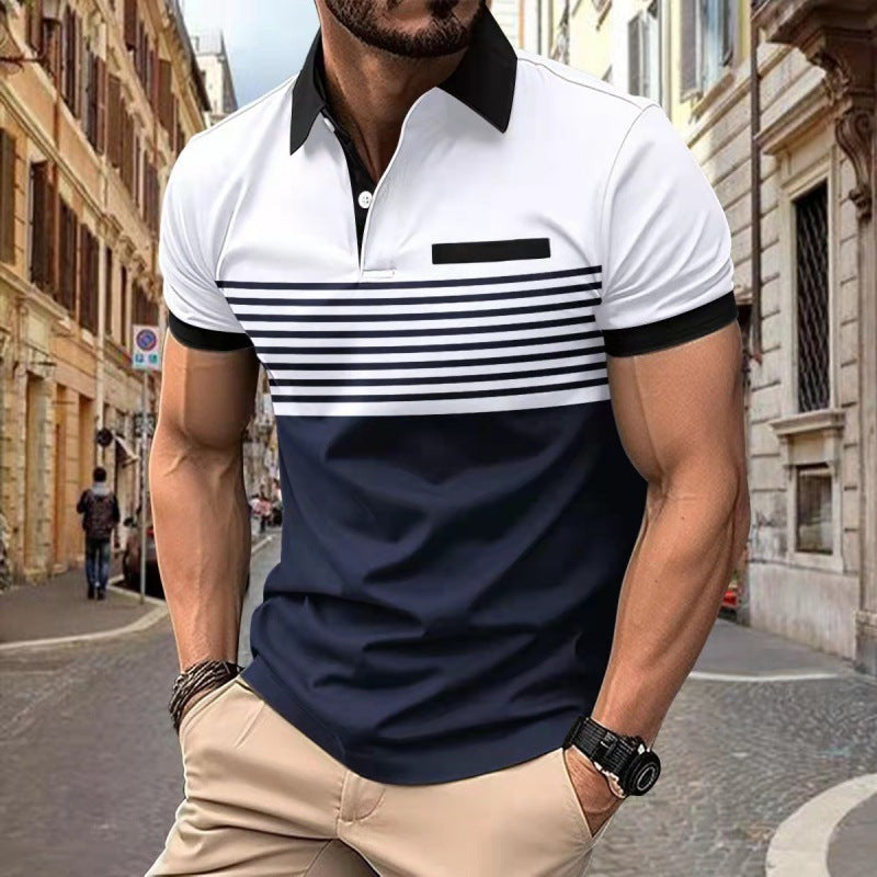 Imprimé numérique Chemise Polo à manches courtes boutonnée Lapel