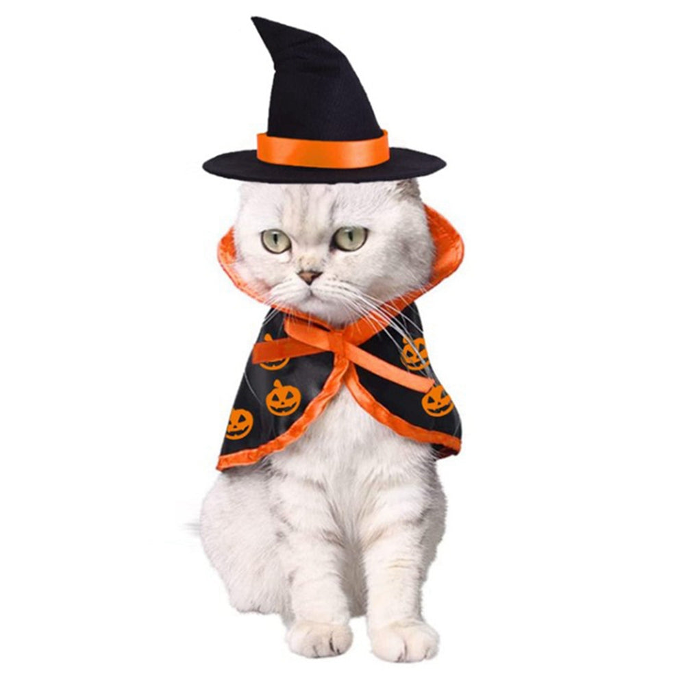 Animaux de compagnie Halloween Cape Hat Set Chiens Costume mignon Animaux de compagnie Halloween Fête Cosplay Vêtements Chats Dec