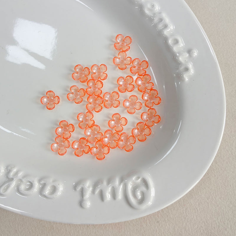 Perles de fleurs acryliques 4-Petal avec fines paillettes