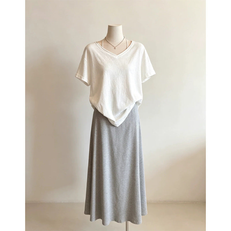 T-shirt respirant col V manches courtes pour femmes