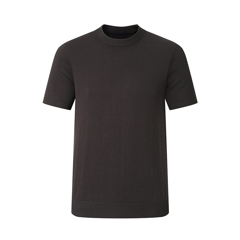T-shirt à manches courtes pour homme en fil de coton pur Col rond