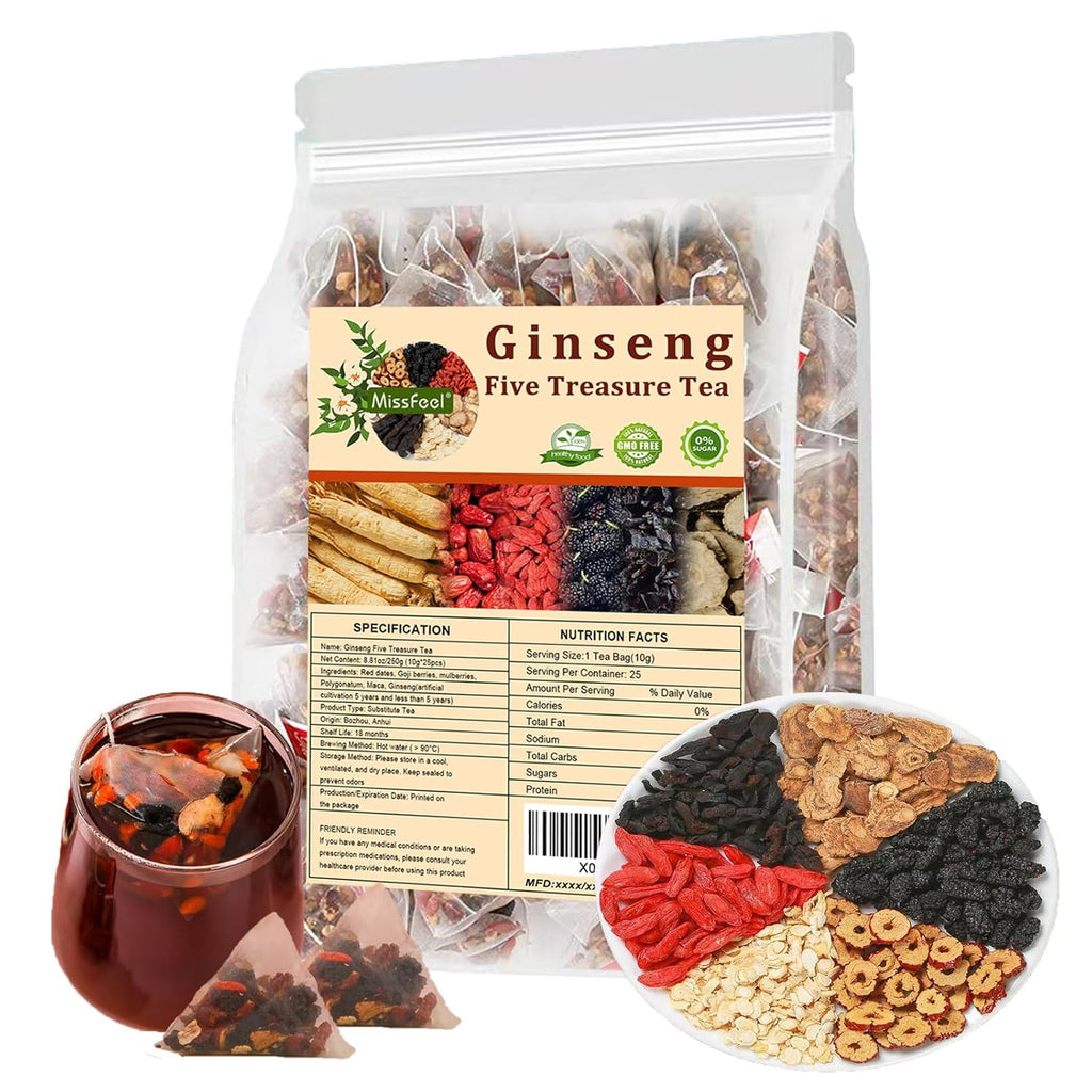 25bags Thé Rein Formule Ginseng Cinq Trésor TeaCombination Thé parfumé Huit Trésor
