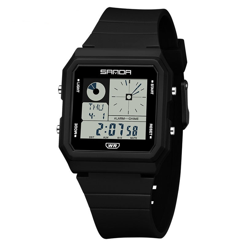 Montre numérique polyvalente et créative, petit carré multifonction