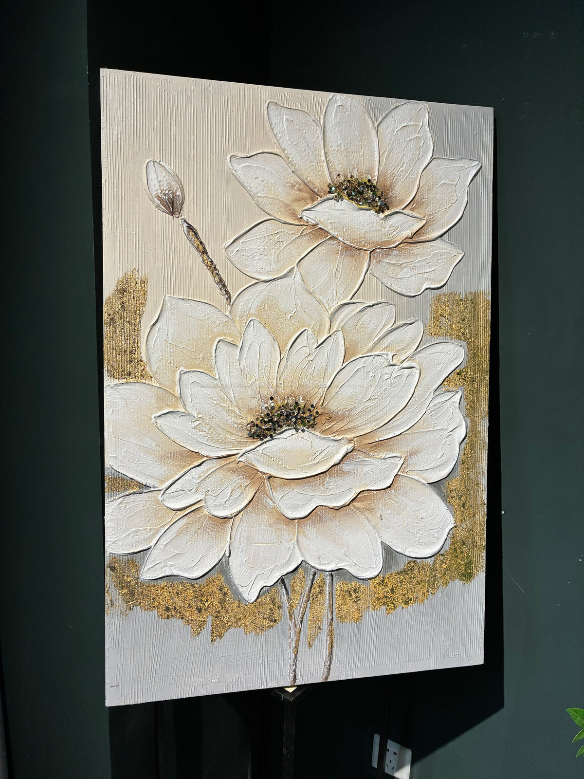 24x36 Blanc Lotus Fleur Toile Wall Art