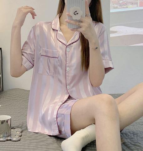 Ensemble pyjama à manches longues pour femmes en soie glacée