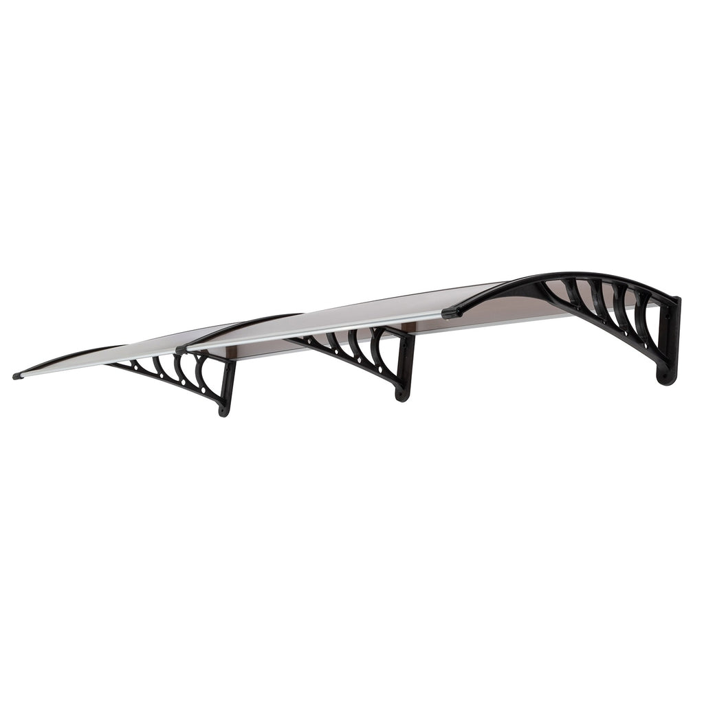 Auvent de porte 80x38in avec panneau en polycarbonate brun et support noir