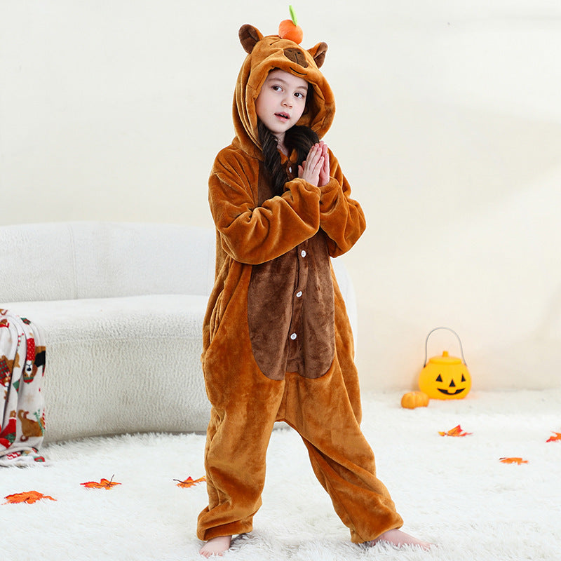 Cartoon animal onesies pour les enfants plus âgés costumes de performance Halloween