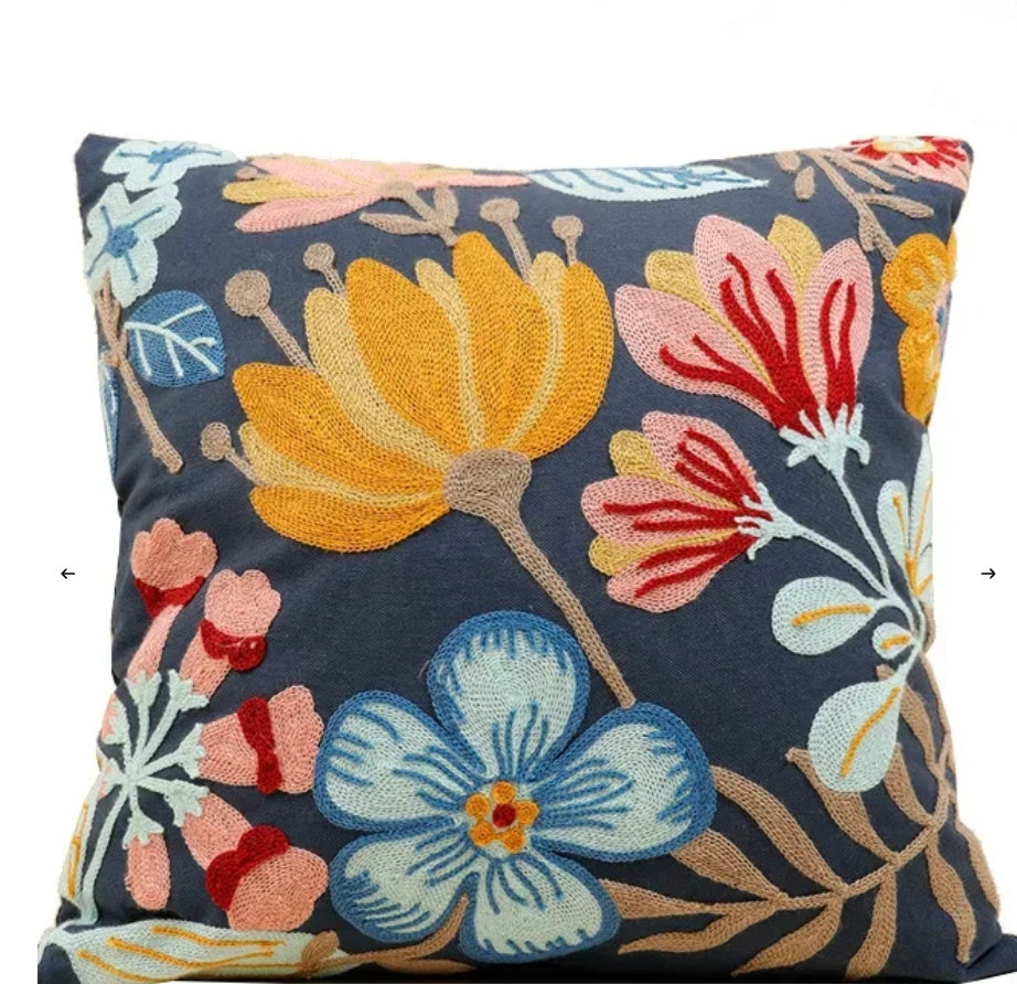 Étui d'oreiller décoratif avec couverture de broderie florale