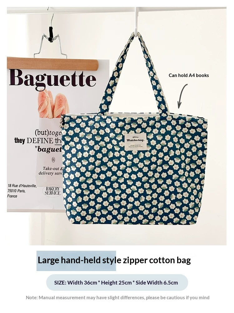Camellia Grande et moyenne zipper femmes coton léger été sac à main