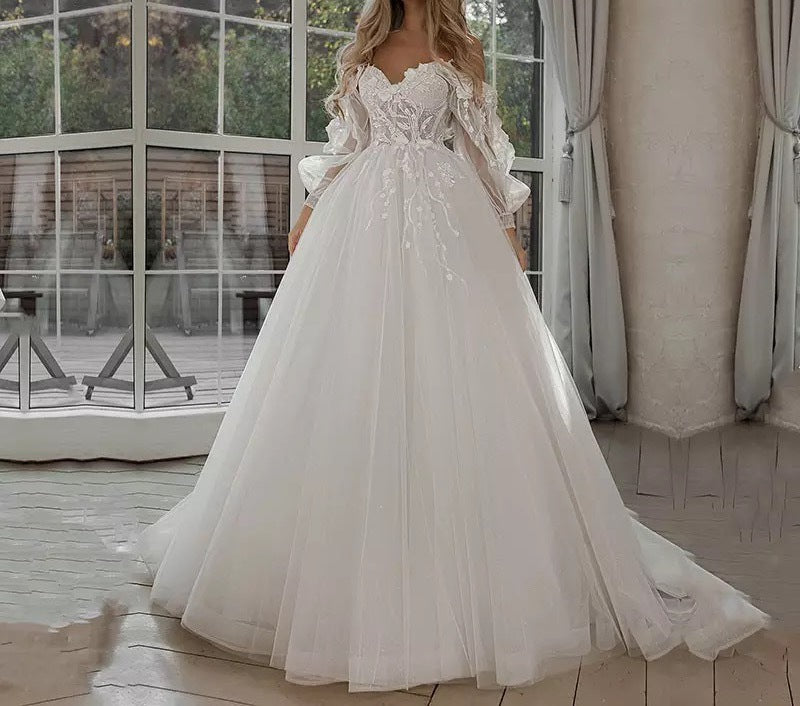 Robe de mariée Boho Gown Puff sans épaule Robes de mariage