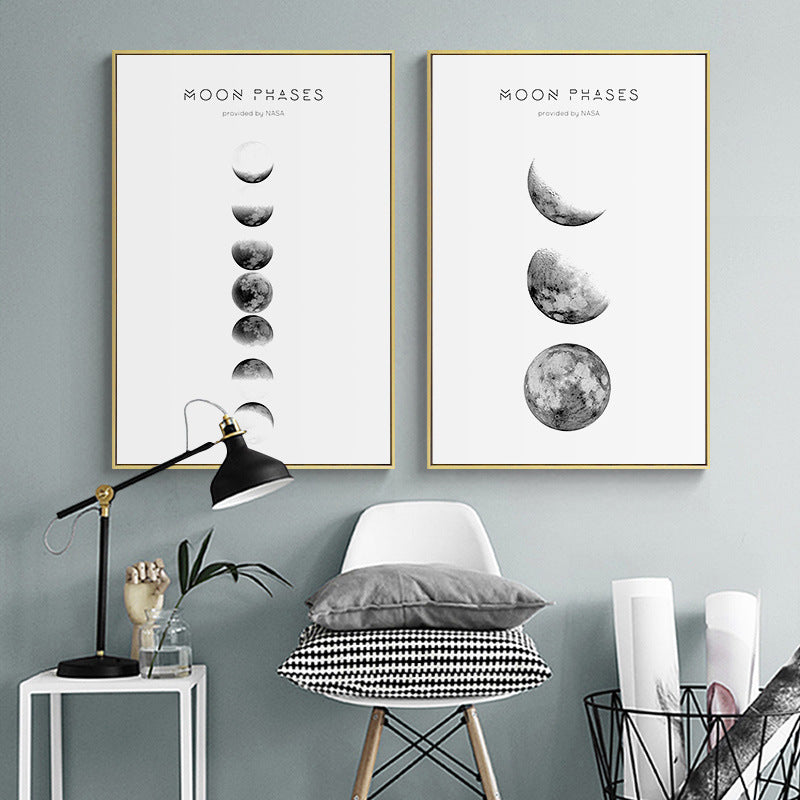 Black and White Solar Eclipse Canvas Print Creative Starry Sky Wall Art